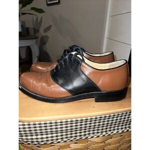 Magnoli Clothiers Men's Saddle Oxford Lace Shoes Black And Brown Size 10